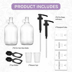 2 Pcs Glass Liquid Laundry Detergent Dispenser with Cup Holders, Half Gallon Dispenser for Laundry Room (64 oz. Each), Laundry Detergent Bottles with Pump Dispenser - (Black Pumps)