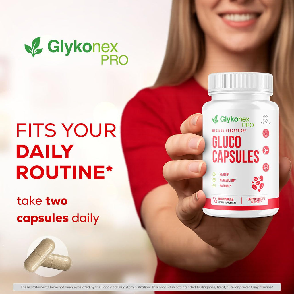 (5 Pack) Gluco Capsules - Official Glykonex Pro Pills Advanced Premium Support for Maximum Strength Glykonix with Natural Ingredients Vitamins for Overall Health & Wellness, 300 Capsules for 5 Months