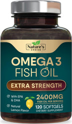 Omega 3 Fish Oil Supplements - 2400mg Fish Oil Per Serving - Triple Strength Omega-3 with Fatty Acids EPA & DHA - Natural Heart, Brain & Immune Support - Wild Caught, Bottled in USA - 120 Softgels