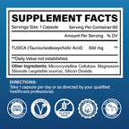 TUDCA 500mg Supplement, Liver and Gallbladder Support, Genuine Purified Bile Salts with Bitter Taste, Vegan, Gluten Free, Non GMO - 60 Capsules