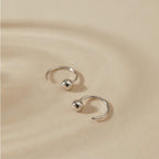 4mm Half Hoop Earrings 925 Sterling Silver Tiny Ball Hoop Earrings Unisex