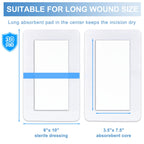 30 Pack 6"x10" Waterproof Adhesive Island Dressing for Post-Surgery Recovery | Sterile Bordered Gauze Bandages with Non-Stick Pad for Knee/Hip Replacement, Surgical Incision Care & Shower Protection