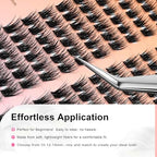 Lash Clusters Kit, Wispy Clusters Lashes Extension Kit, 144 Cluster Eyelash Extensions Soft Individual Lashes Volume, with Clusters Lash Glue Remover Applicator(01C-KitPlus)