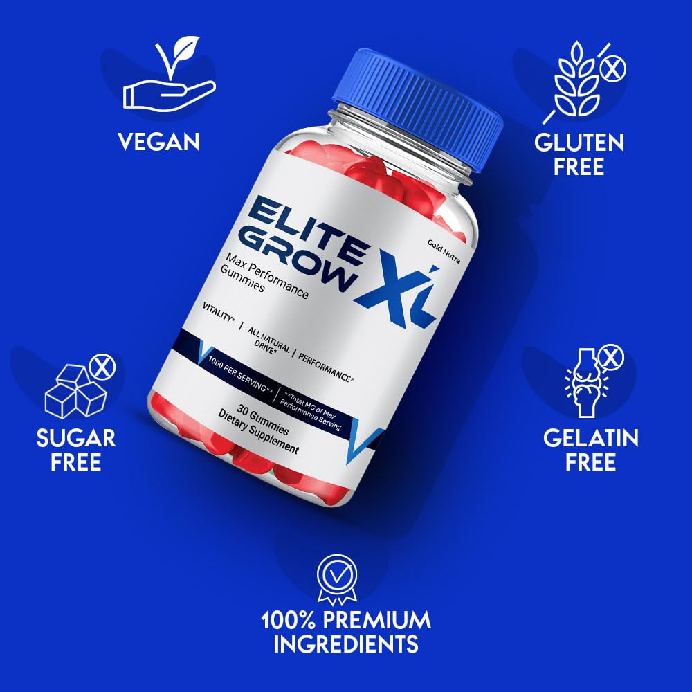 Gold Nutra (1 Pack) Elite Grow XL Gummies, Elite Grow XL Supplement, High Potency Max Performance, All Natural Formula