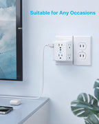 VINTAR 2 Prong to 3 Prong Outlet Adapter, 6 Outlet Widely Spaced Extender, 2 to 3 Prong Adapter, Polarized Plug, 1875W Wall Charger Surge Protector, Mountable Wall Tap for Non Grounded Outlets,3 Pack