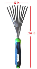 Garden Guru Stainless Steel Hand Rake Soil Tiller with Ergonomic Handle, Great for Gardening, Cultivating, Loosening Soil & Spreading Mulch, Raking Flower Beds