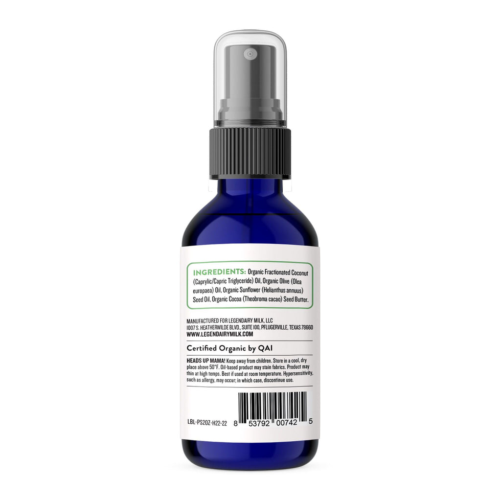 Legendairy Milk Organic Pumping Spray, Lanolin-Free Breast Lubricant, 4 oz