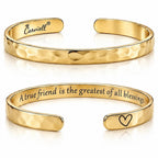 Carviell Gold Friendship Bracelet – “A True Friend Is the Greatest of All Blessings” Engraved Cuff, Best Friend Jewelry Gift for Women & Teens, BFF Bracelet, Stainless Steel Inspirational Bangle