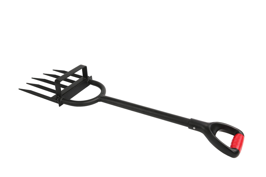 5-Tine Heavy Duty Pitch Fork for Gardening - Long Handled Digging Fork Garden Claw Weeder