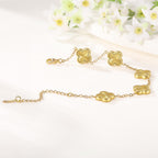 iGenztech (Sturdy Version) 18K Gold Plated Bracelets for Women Men (Double Sided) Four Leaf Clover Cute Trendy Lucky Braclet (Adjustable) Fit Wrist Within 8 Inch, Gold White Black Green Blue Red Pink