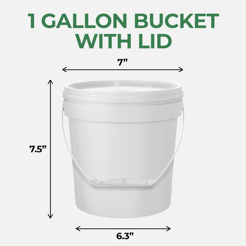3.5-Gallon Clear Bucket Pail Container with Lid | Food Grade | Heavy-Duty 90MIL Extra Durable | Metal Handles with Plastic Grip for Easy Carrying | Multi-Use | Easy Stack and Store | BPA Free - 2 Pack