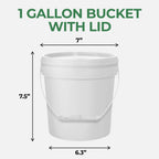 3.5-Gallon Clear Bucket Pail Container with Lid | Food Grade | Heavy-Duty 90MIL Extra Durable | Metal Handles with Plastic Grip for Easy Carrying | Multi-Use | Easy Stack and Store | BPA Free - 2 Pack
