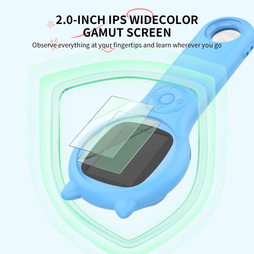 Ashfly Kids Magnifying Glass Educational Science Kit - Mini LED Pocket Microscope for Kids(3-10 Years) - Durable Design - Ideal Gift for Girls (Blue)
