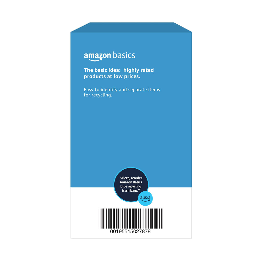 Amazon Basics Blue Recycling Drawstring Trash Bags, Tall Kitchen, Unscented, 13 Gallon, 60 Count