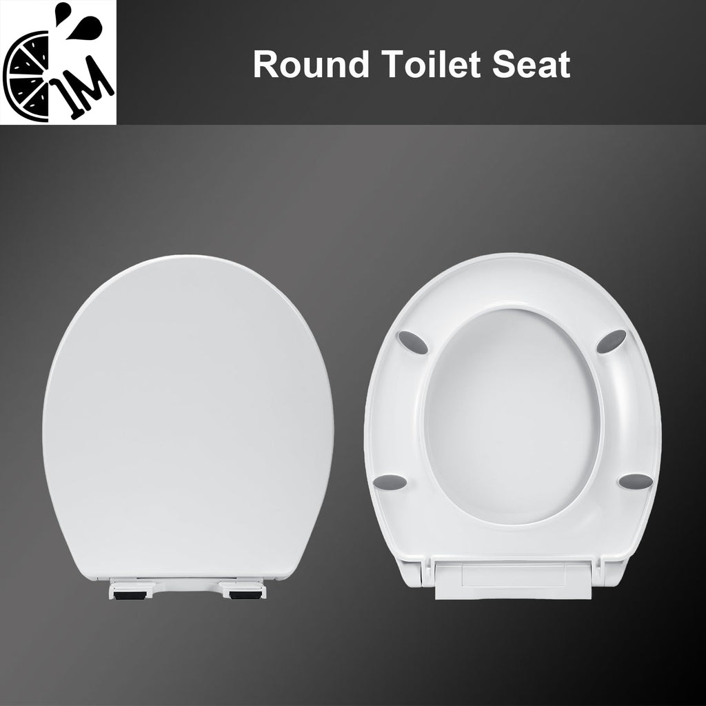 1M Family Toilet Seat, Patented Slow Close & Quick Releasing Technology, Anti-Wiggling, Easy to Install and Clean, Standard Round with Adult Seat Only (2 Pieces)