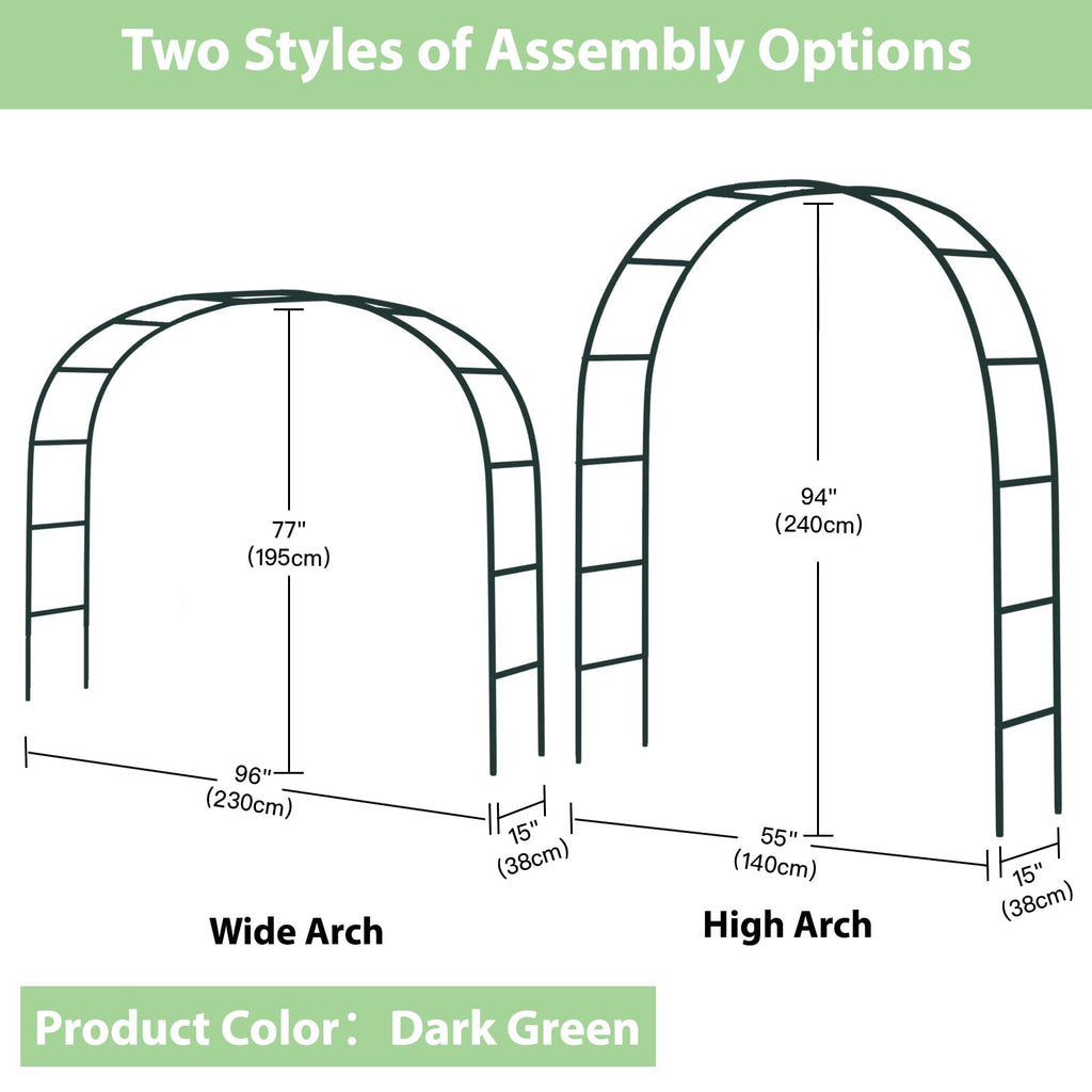 RUBFAC 7.8ft Garden Arch, Metal Trellis for Climbing Plants Outdoor
