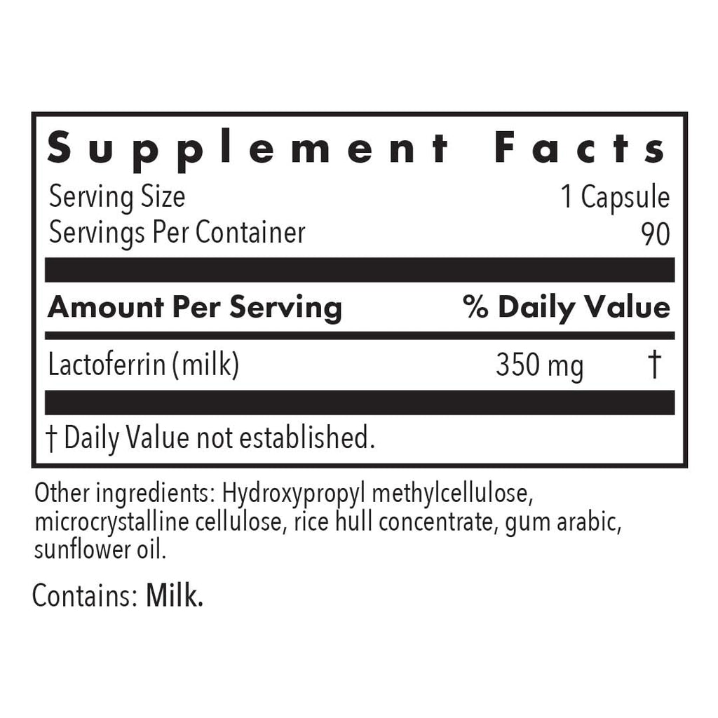 Allergy Research Group ARG Laktoferrin - 350 mg Lactoferrin - Immune System & Gut Health Support - Gluten-Free & Non-GMO - 90 Servings - 90 Capsules