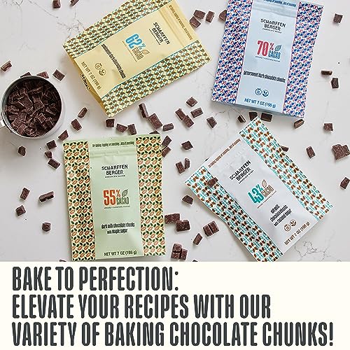 Scharffen Berger Baking Chocolate Chunks (7 Ounce, Pack of 3) - Oat Milk Chocolate Chunks for Baking with Coconut Sugar, 43% Cacao, - Gluten Free, Vegan Chocolate, Non GMO Natural Chocolates, Individual Baking Chocolate
