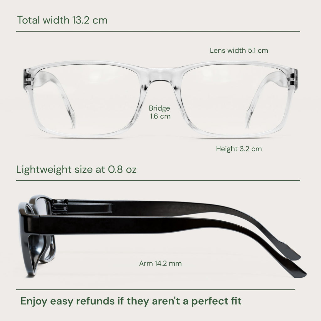 Gaoye 2-Pack of Reading Glasses - Blue-Light Filter, UV Protection - Readers with Rectangle Frames