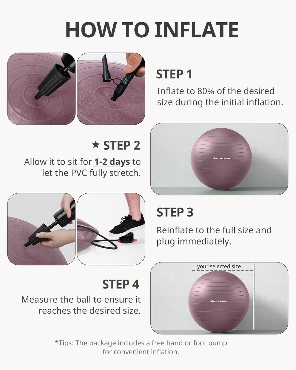 Trideer Exercise Ball Yoga Ball ��� Office Seating & Balance Ball Chair, Stability Ball for Pilates, Physical Therapy,Core Training & Balance Improvement & Stretching