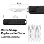 Caressolove Auto Retractable Utility Knife, Safety Black Automatic Box Cutter, Scalpel Pocket Knife, Push Button EDC Razor Knife with 10PCS #23 Blades