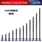 SG TZH #10 x 2-1/2" Deck Screws (316Pcs) 4lb. Exterior Wood Screws. Carbon Steel, Black, Flat Head, Rust Resistant epoxy Coated, with T25 Star Bit