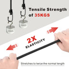 BEXSLE Bungee Cords with Hooks, Heavy Duty Outdoor Elastic Bungee Straps，No Odour Industrial Grade Bungee Rope for Securing Tarps, Luggage,Tents, Bikes or Garden Tidying 24in6pcs + 48in2pcs (Black)