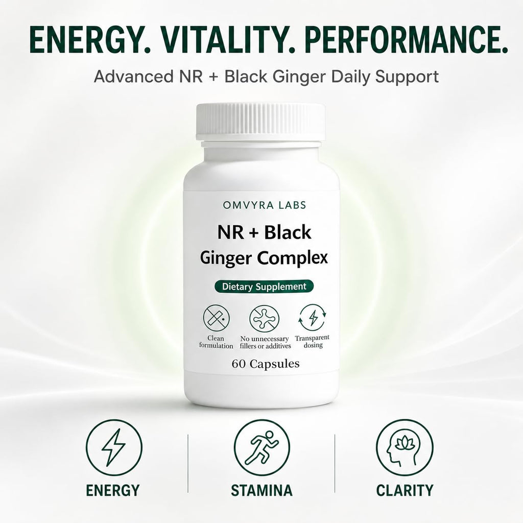 Omvyra Labs NR + Black Ginger Complex, 60 Capsules