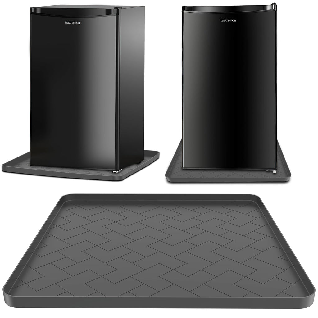 Mini Fridge Silicone Mat,19.7''x19.7''x0.5''-Fridge Drip Tray Concave and convex design is leak-Proof and Non-Slip Perfectly Compatible with Washer, Dryer, Wine Cooler, Dishwasher ect. (Grey1)