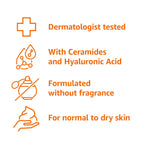 Amazon Basics Moisturizing Cream for Face and Body, Fragrance-Free, with Ceramides, Hydrating, 16 Ounces, 2-Pack