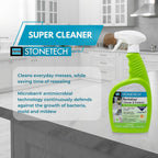 StoneTech Revitalizer Cleaner and Protector | Natural Stone Cleaner | Marble, Quartz, Granite Countertop Cleaner | 3-in-1 Cleans and Reseals | 2-Pack 24 oz Spray + Microfibers, Citrus Scent