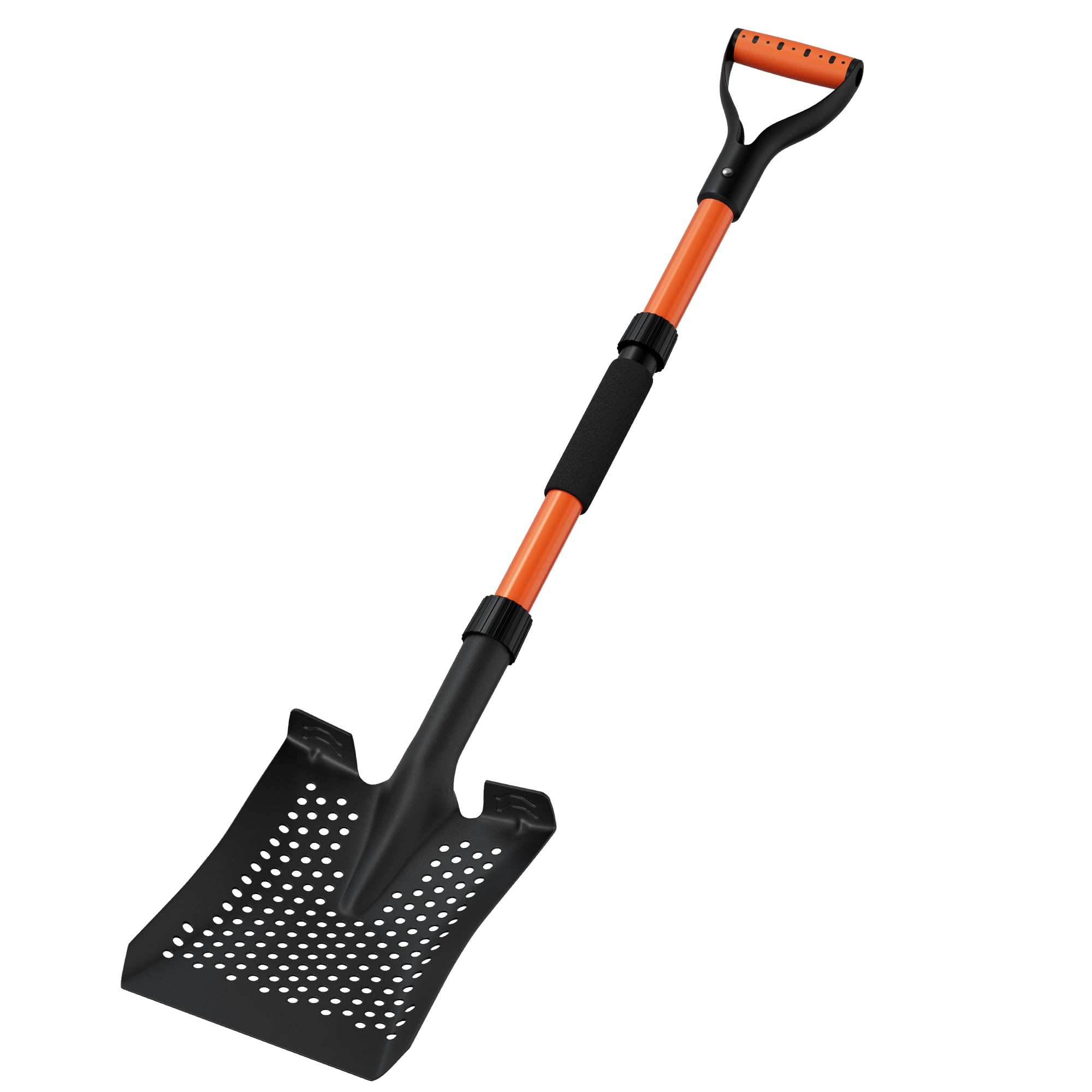 Sand Sifter Shovel for Beach: 42'' Sand Scoop for Metal Detecting with Ergonomic D-Handle - Sifting Shovel Twist-Lock Connection & Extra-Wide Step for Treasure Hunting & Metal Detecting Hobbyists