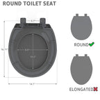 Huttdmel Round Toilet Seat 16.5 inch Soft Close, Toilet Lid Round PP Material Safe & Easy Clean & Quick Installation, Sturdy Accessories Never Loosen, 2 Years Support, Grey