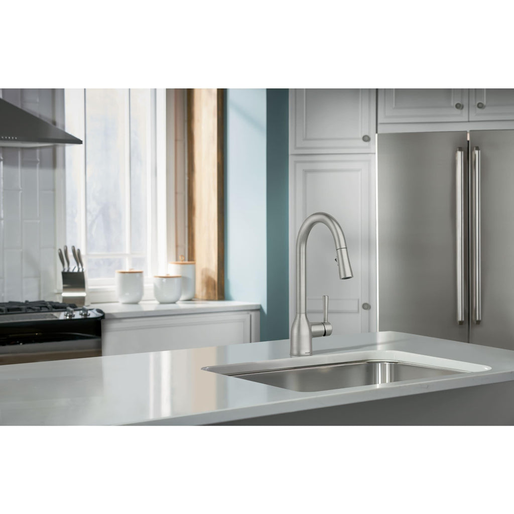 Moen Adler Spot Resist Stainless One-Handle High Arc Pulldown Kitchen Faucet with Power Clean, 87233SRS