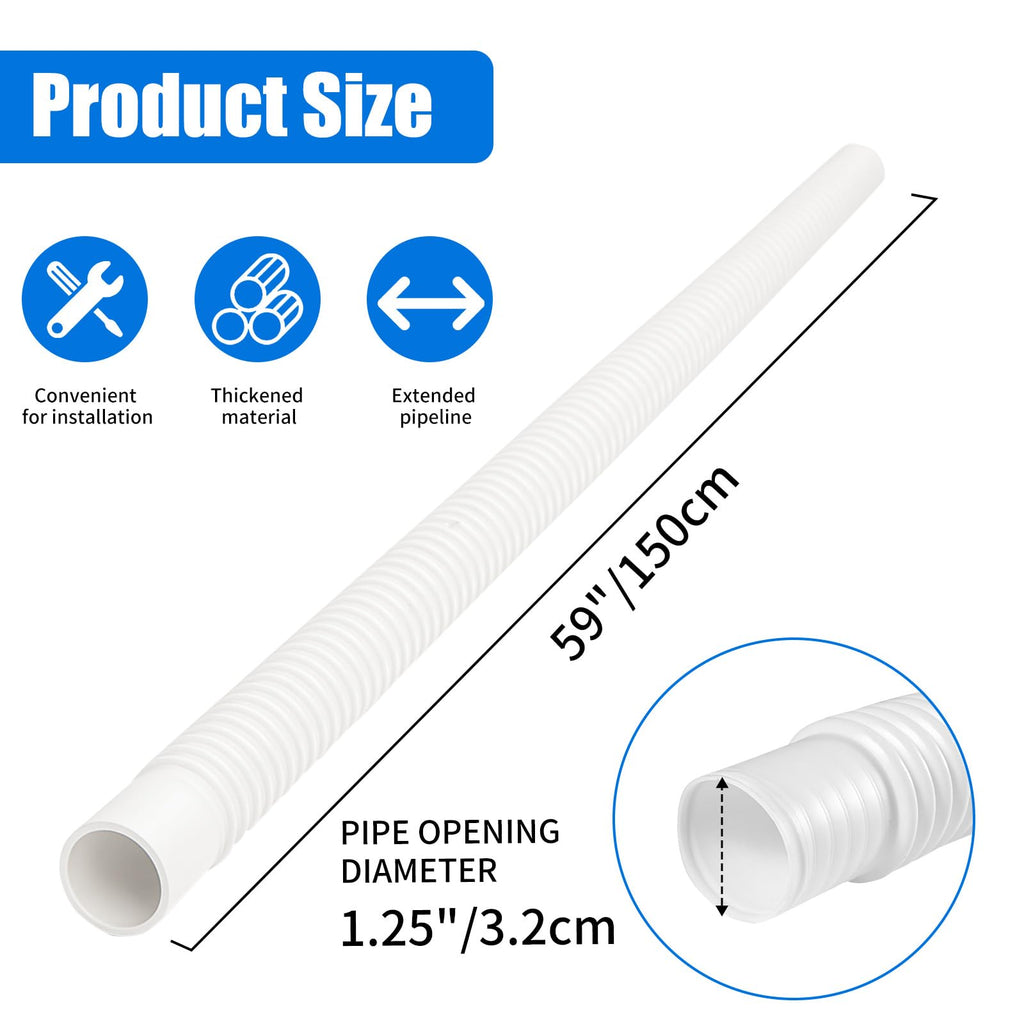 Homyplaza Replacement Pool Hoses for Above Ground Pools, 2 Pack, 1-1/4" Diameter x 59" Length, Includes 4 Metal Clamps, Compatible with Intex Pool Filter Pump 607, 637