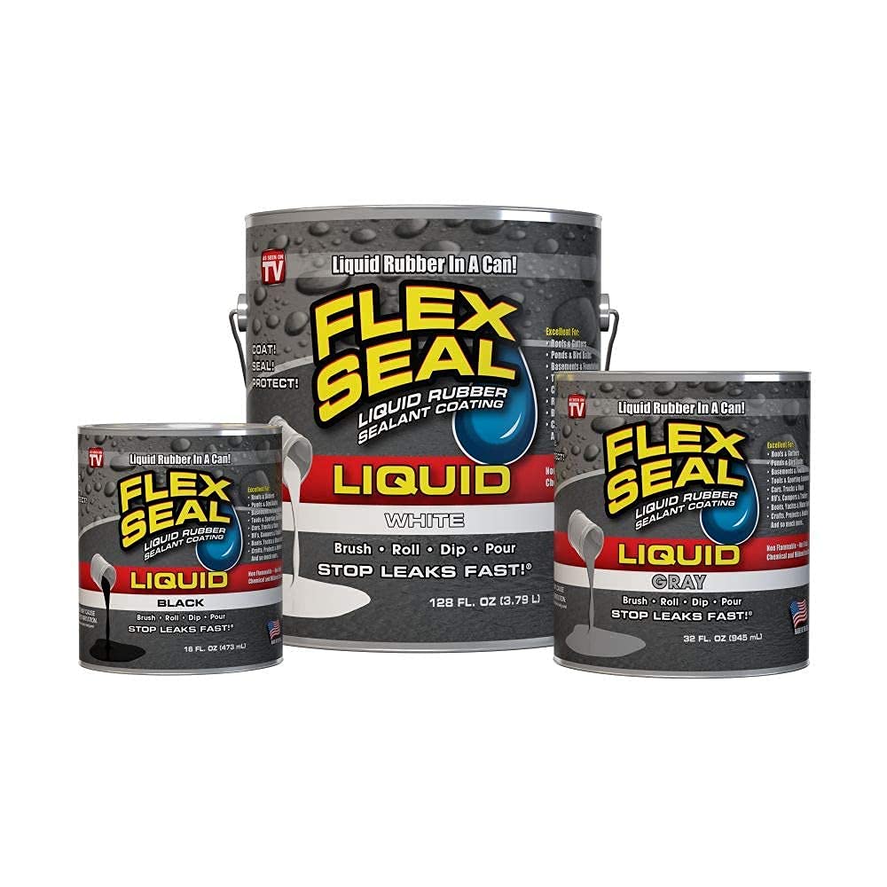 Flex Seal Liquid, Rubber Coating Sealant, Waterproof, Flexible, Breathable, and UV Resistant, Roof Repair, Basements, RV, Campers, Trailers, Marine, EPDM, Masonry, Clear, 16 oz