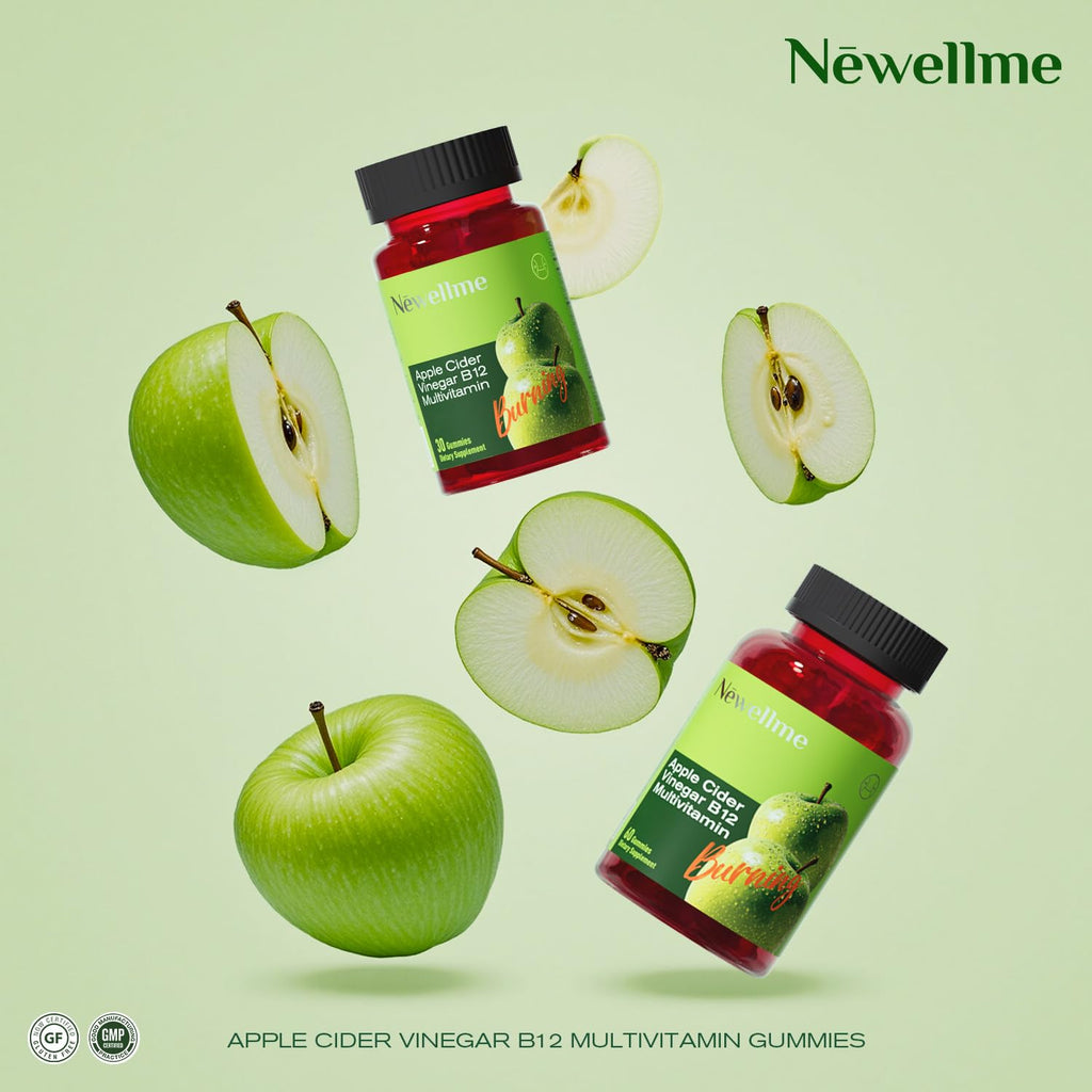 NEWELLME Apple Cider Vinegar Gummies B12 Multivitamin -ACV Supplement Gummy Vitamins, Energy & Detox | Vegan, Non-GMO & Gluten-Free (60)