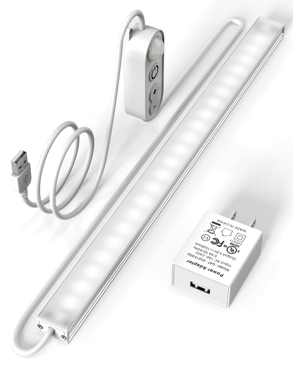 ASOKO Motion Sensor Dimmable Led Under Cabinet Lighting,12 inches Plug in Led Counter Light Bars, Cool White 6000K Light Bar for Kitchen/Closet/Wardrobe/Shelf/Desk/Display Case