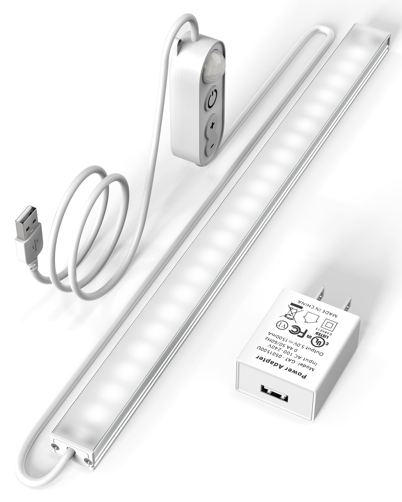 ASOKO Motion Sensor Dimmable Led Under Cabinet Lighting,12 inches Plug in Led Counter Light Bars, Cool White 6000K Light Bar for Kitchen/Closet/Wardrobe/Shelf/Desk/Display Case