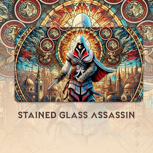 Stained Glass Assassin (Stitched) - MTG Playmat - Compatible with Magic The Gathering Playmat - Play MTG, YuGiOh, TCG - Original Play Mat Art Designs & Accessories
