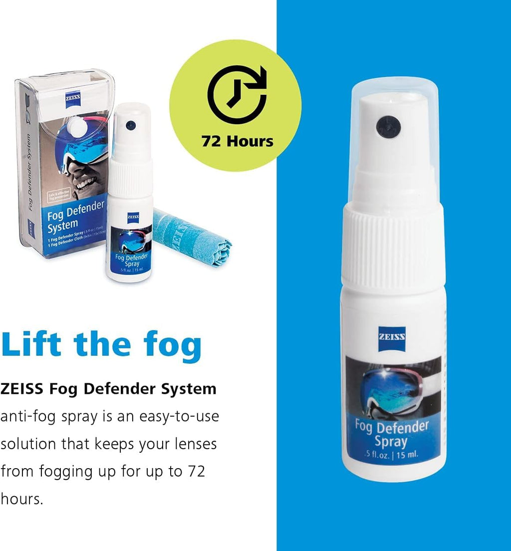ZEISS Fog Defender System Anti-Fog Kit for Glasses 2 Pack – 2 Spray Bottles and 2 Microfiber Cloths