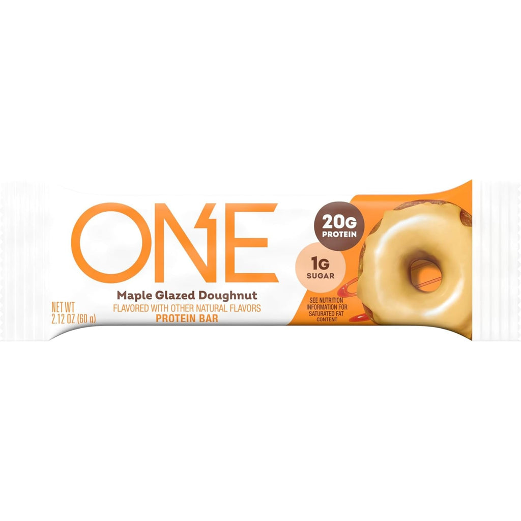 ONE Protein Bars, Maple Glazed Doughnut, Gluten Free with 20g Protein and 1g Sugar, Pantry Staples, 2.12 oz (12 Count) (Pack of 6)