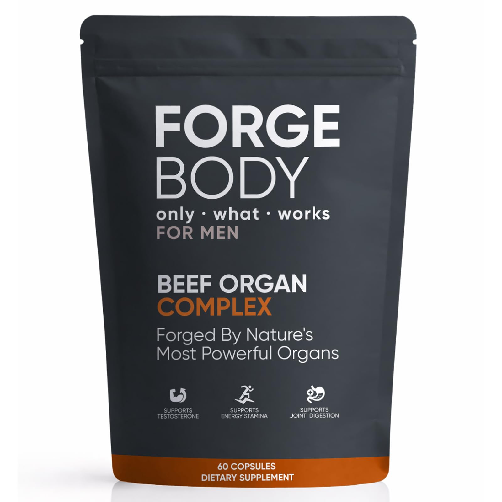KXVUDE Forgebody Beef Organ Complex Capsules, Grass Fed & Pasture Raised - Total Body Wellness & Performance, Immune Support, Gluten-Free, Non-GMO, 60 Count (1)