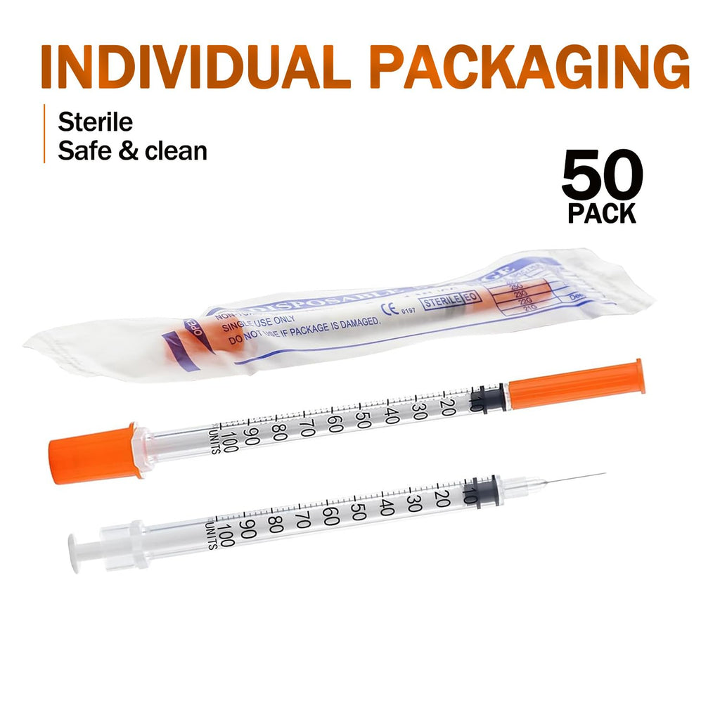 1ml 30G 5/16inch (8mm) with Cap Individually Sealed Packaging 50Pack