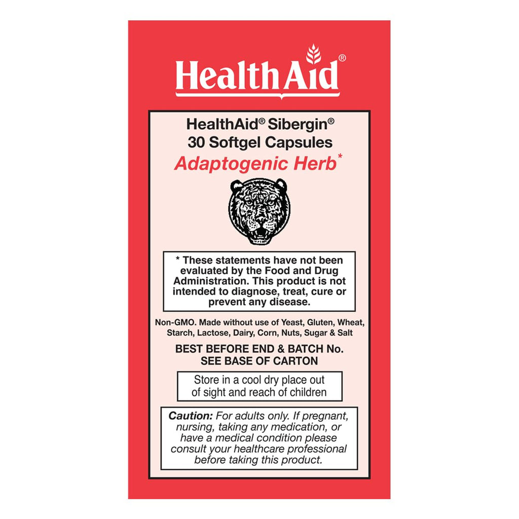 HealthAid Sibergin Siberian Eleuthero (Eleutherococcus senticosus) – Adaptogenic Herbal Support – Helps Support Energy, Stamina & Stress Response – Once Daily – 30 Softgel Capsules