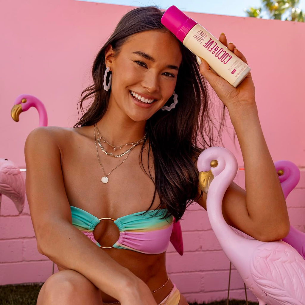 Coco & Eve Sunny Honey Bali Bronzing Self Tanner Mousse - (Dark) All Natural Sunless Tanning Mousse | Instant Self Tanning Lotion with Bronzer and Skin Moisturizer (6.7 fl oz)