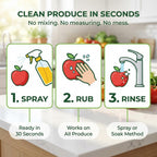 Truly Free Fruit and Vegetable Wash - Veggie Wash Removes 99% of Dirt & Wax | Plant-Based Produce Cleaner Spray | No Aftertaste, Refillable, Made in USA | Fragrance-Free, 16oz