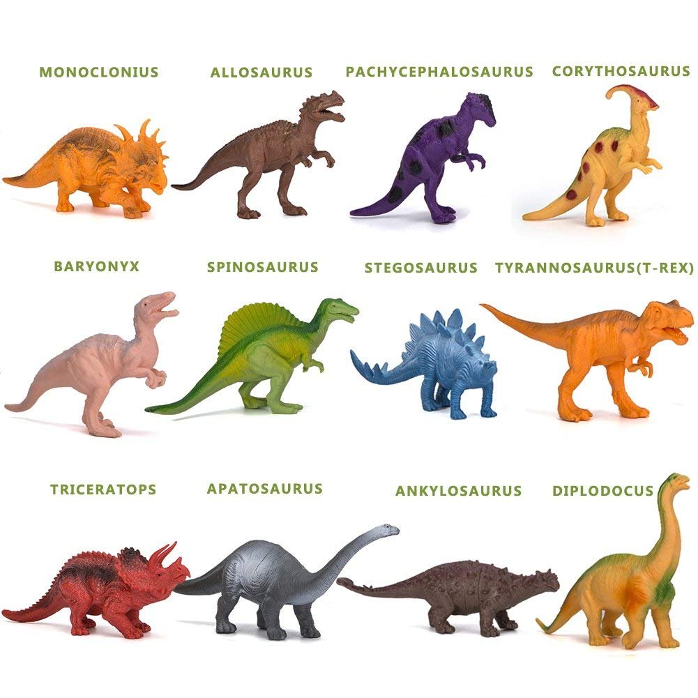 Kids Dinosaur Figures Toys, 12 Pcs Jumbo Plastic Dinosaur Toys for Kids 3-5, STEM Educational Realistic Dinosaurs Figurine Playset for Boys Girls Toddlers