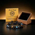 Evil Eye Bracelets for Mens Women,Mens Hematite Bracelets,Tiger Eye Bracelet for Men,Black Tourmaline Bracelet,Mens Beaded Jewelry