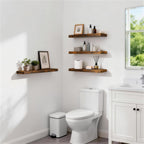 BAYKA Rustic Brown Floating Shelves 22.5in, Set of 2, Wall Mount Wood Shelf